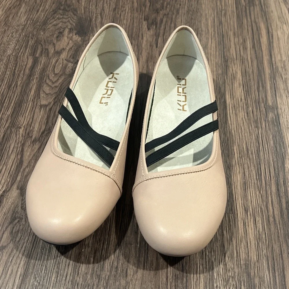 Kuru Bella Leather Mary Jane Shoes Women's Tan Slip On Ortho Flats Size 10 EUC
